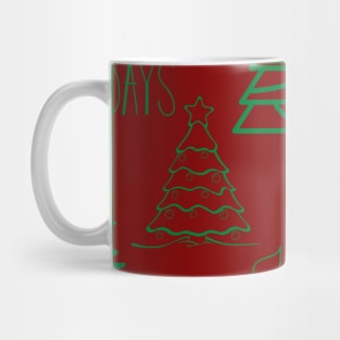 Green Christmas Trees Pattern in Red Mug